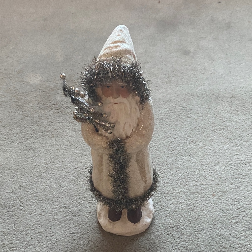 Festive Santa Figurine with Silver Accents Santa